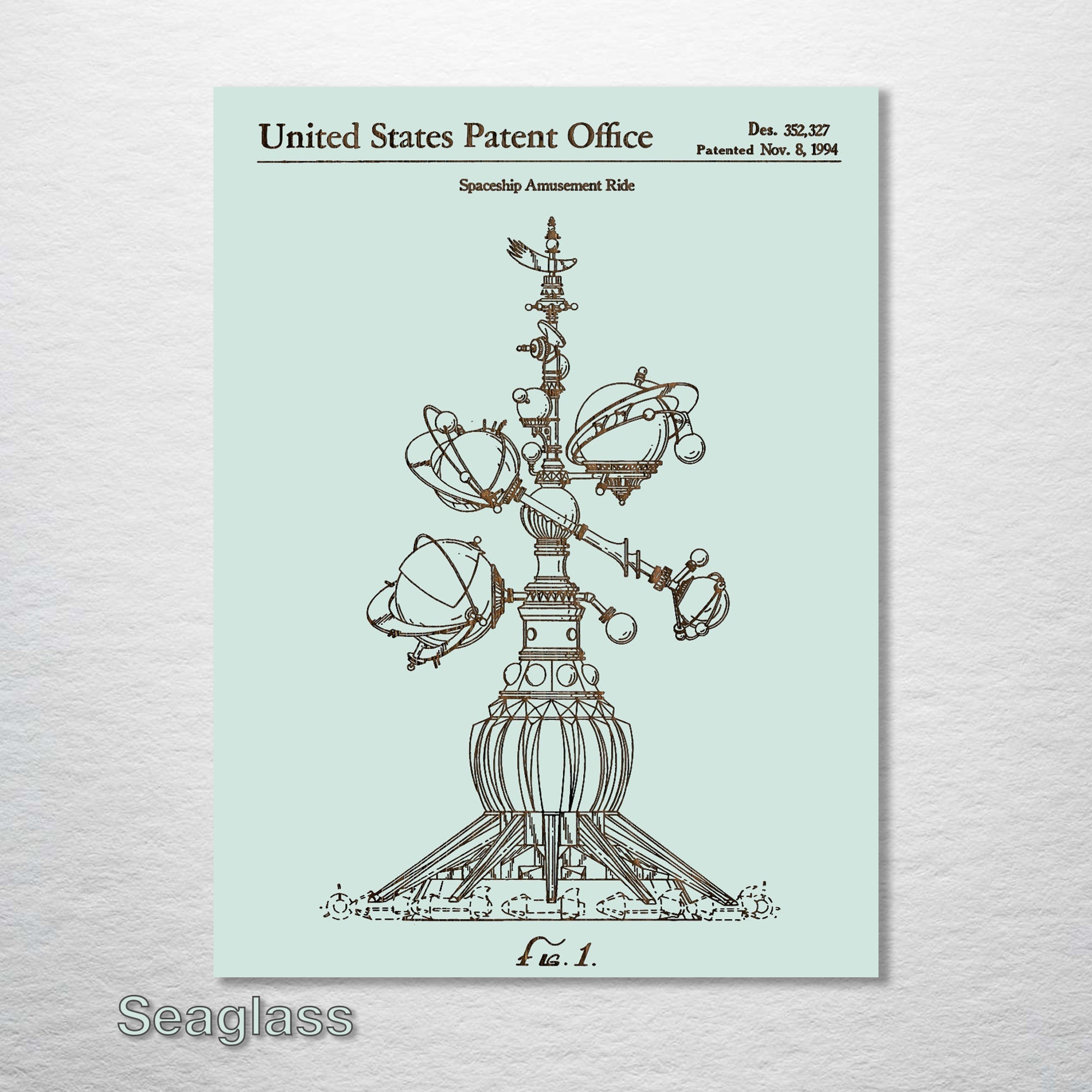 Spaceship Ride (DisneyLand) - Patent on Wood