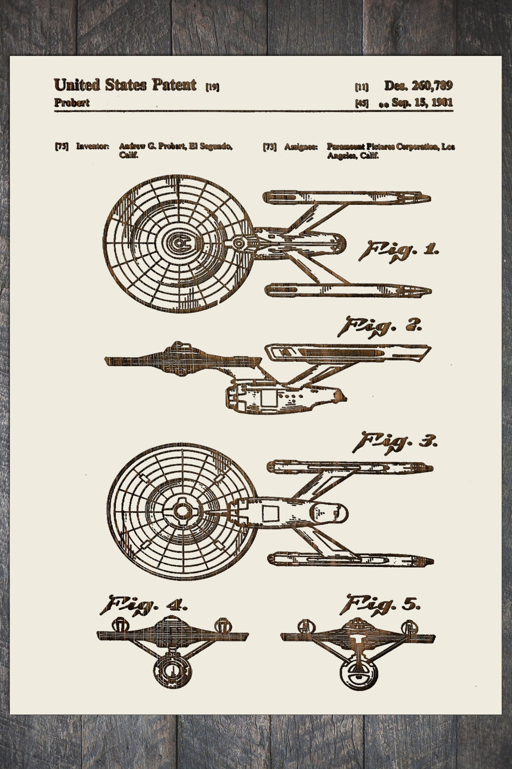 Star Trek Enterprise - Patent on Wood