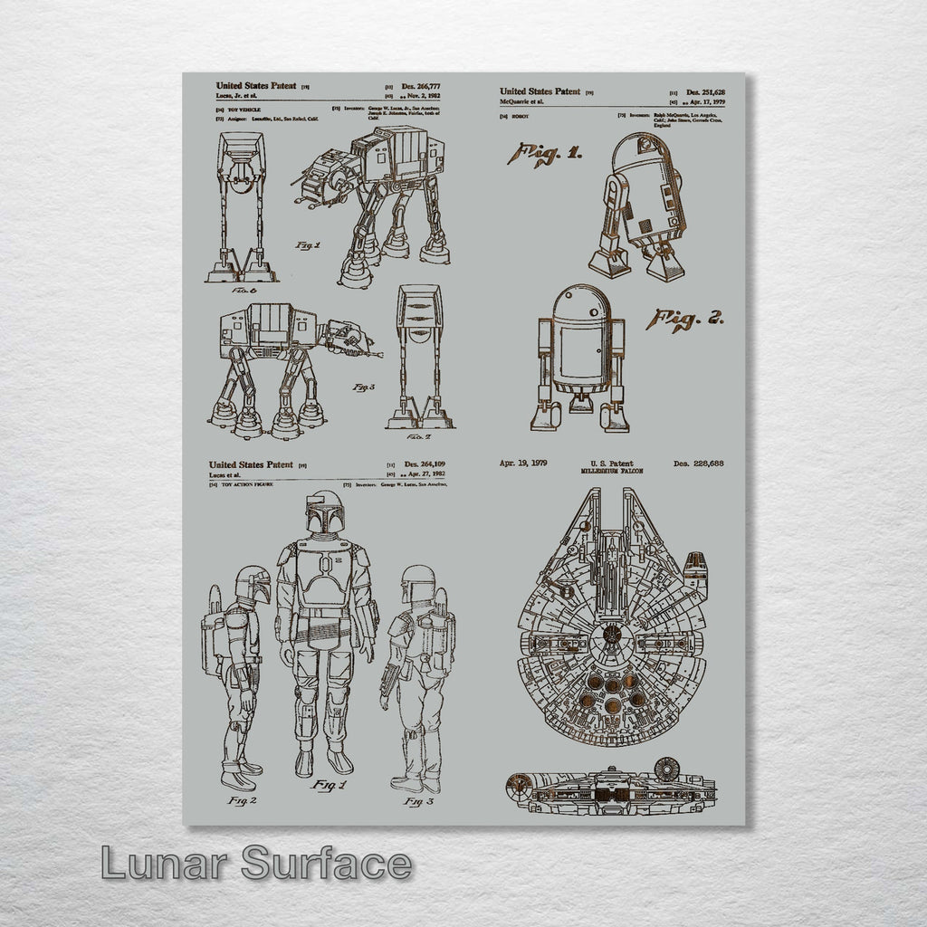 Star Wars Quad Characters & Vehicles - Patent on Wood