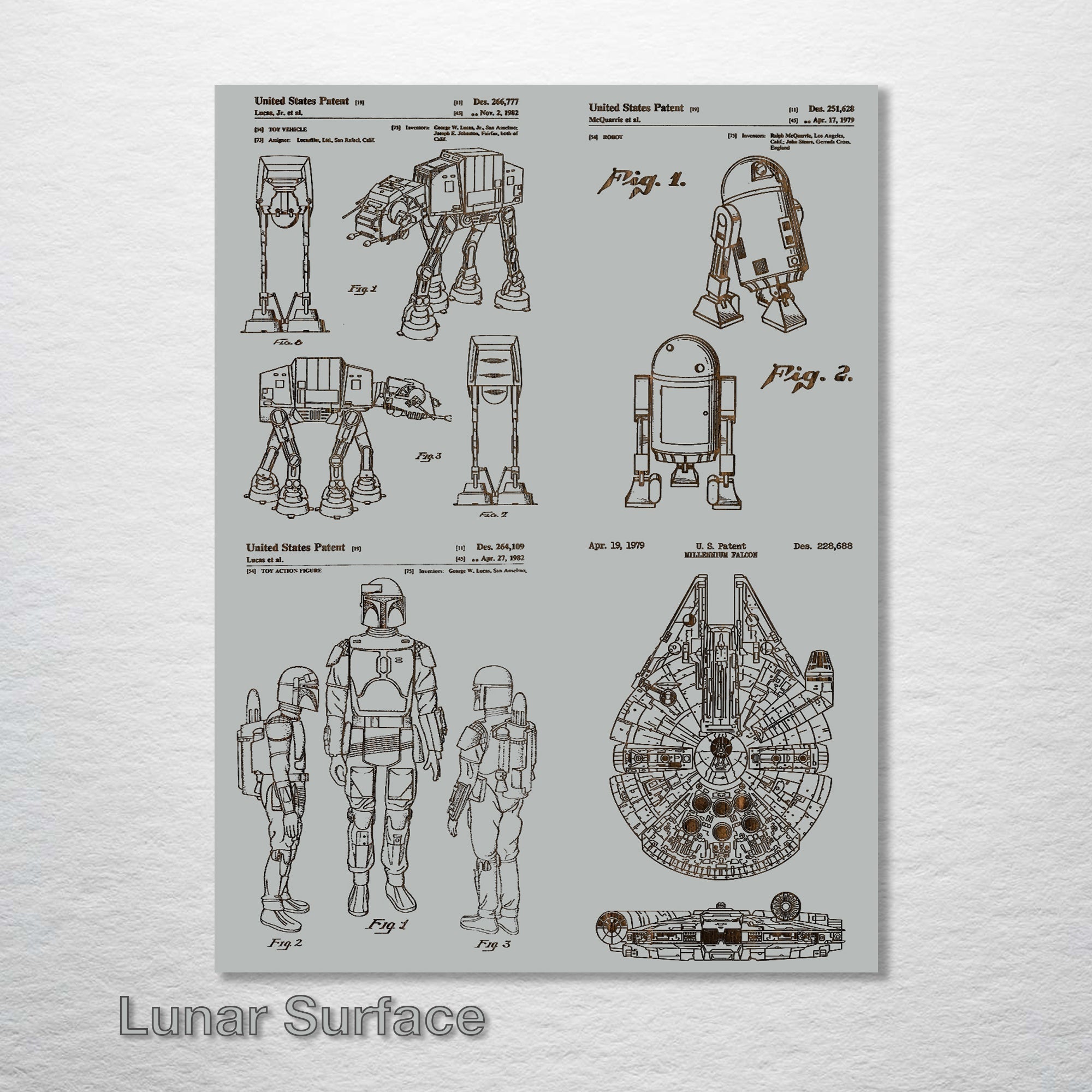 Star Wars Quad Characters & Vehicles - Patent on Wood