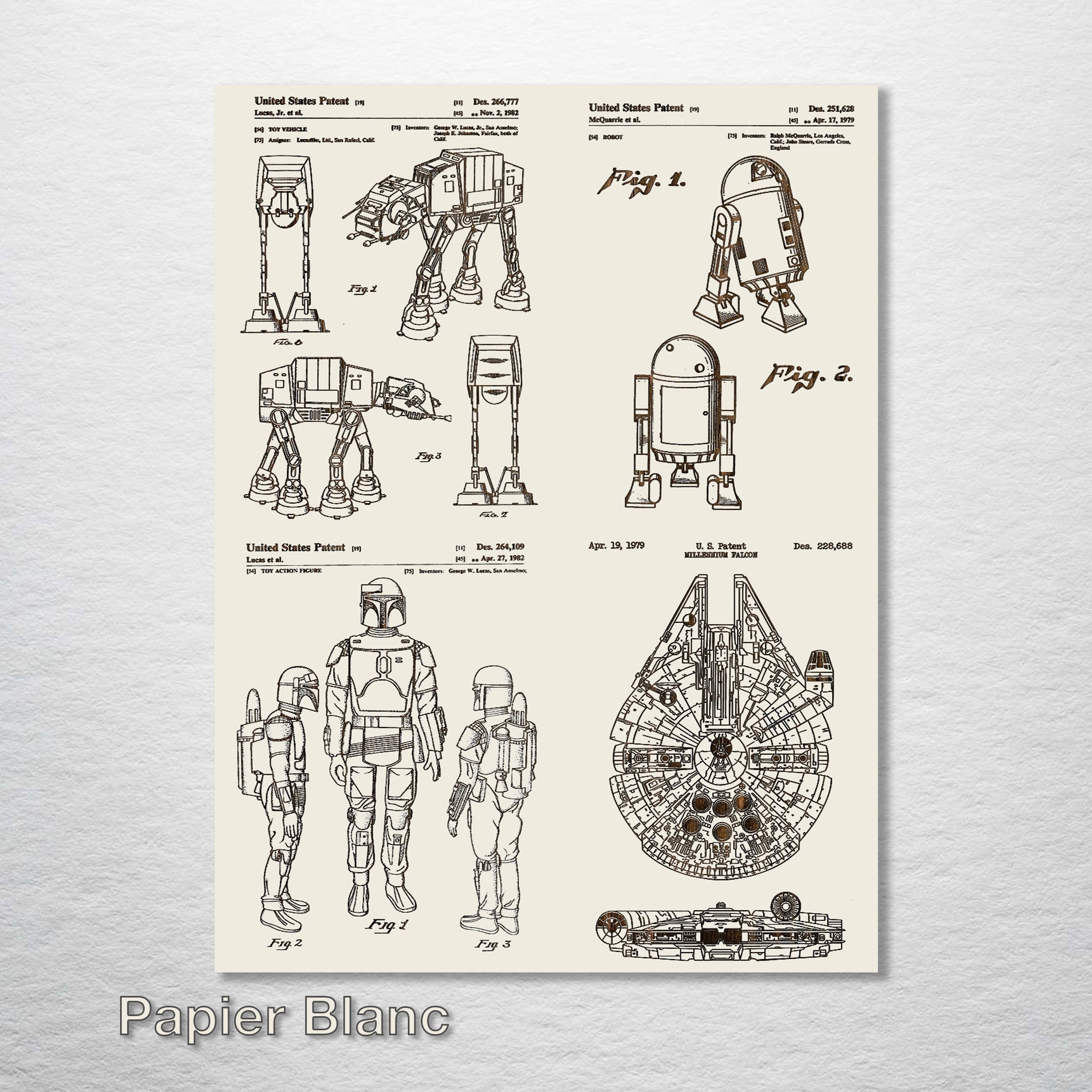 Star Wars Quad Characters & Vehicles - Patent on Wood