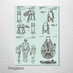Star Wars Quad Characters & Vehicles - Patent on Wood
