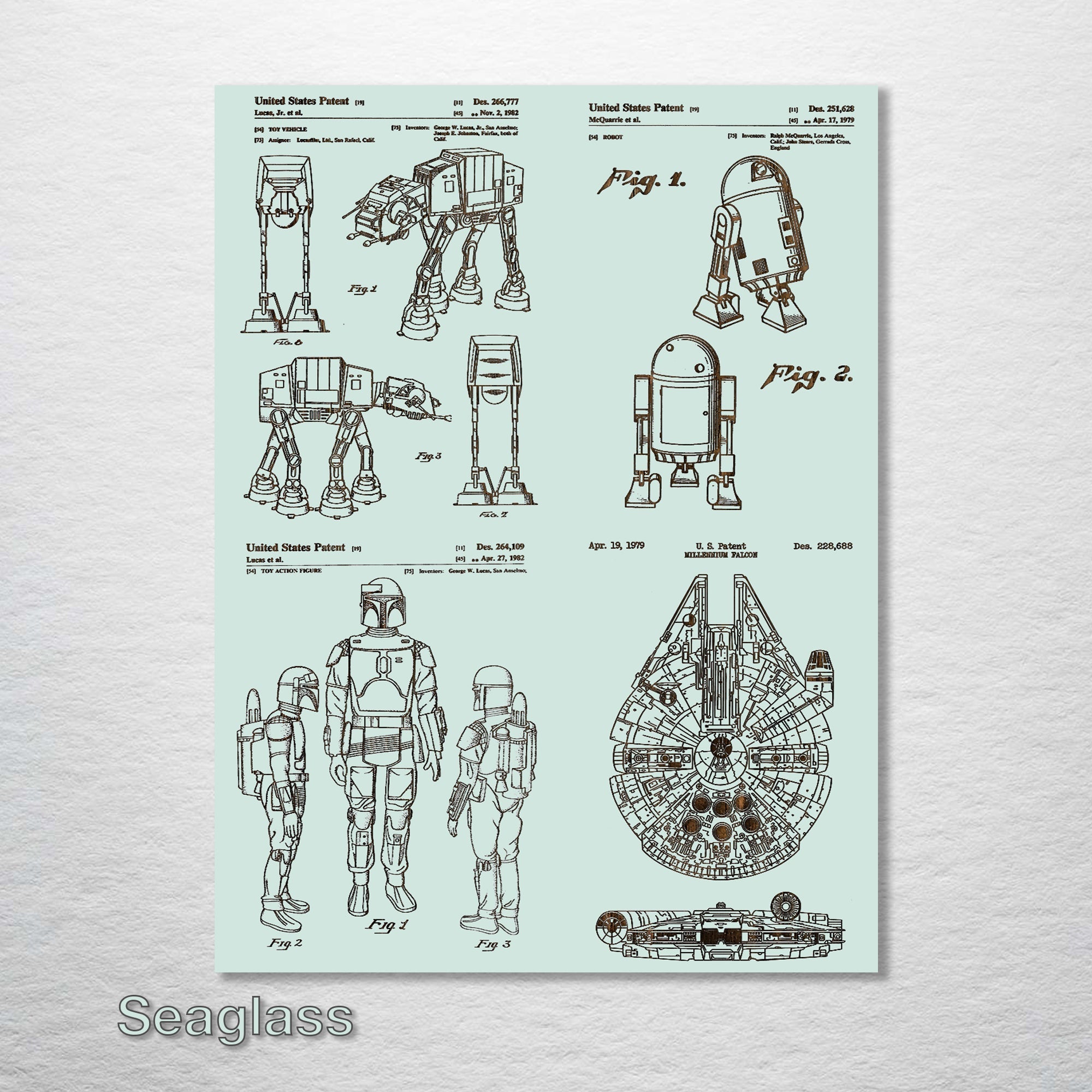 Star Wars Quad Characters & Vehicles - Patent on Wood