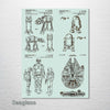 Star Wars Quad Characters & Vehicles - Patent on Wood