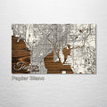 Tampa, FL - Street Map on Wood