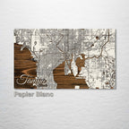 Tampa, FL - Street Map on Wood
