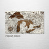 Great Lakes Street Map on Wood - Michigan, Ohio, Illinois, Pennsylvania, Wisconsin, Toronto, Ontario, New York