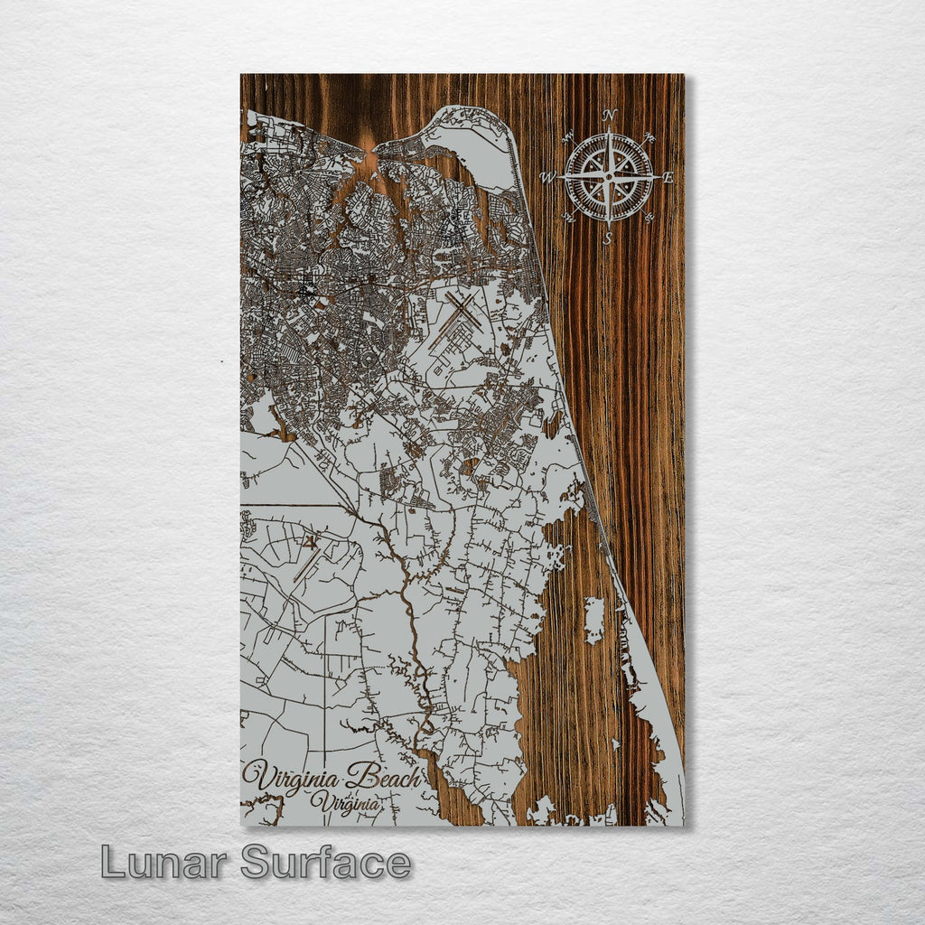 Virginia Beach - Street Map on Wood