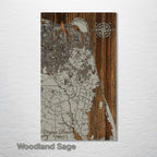 Virginia Beach - Street Map on Wood