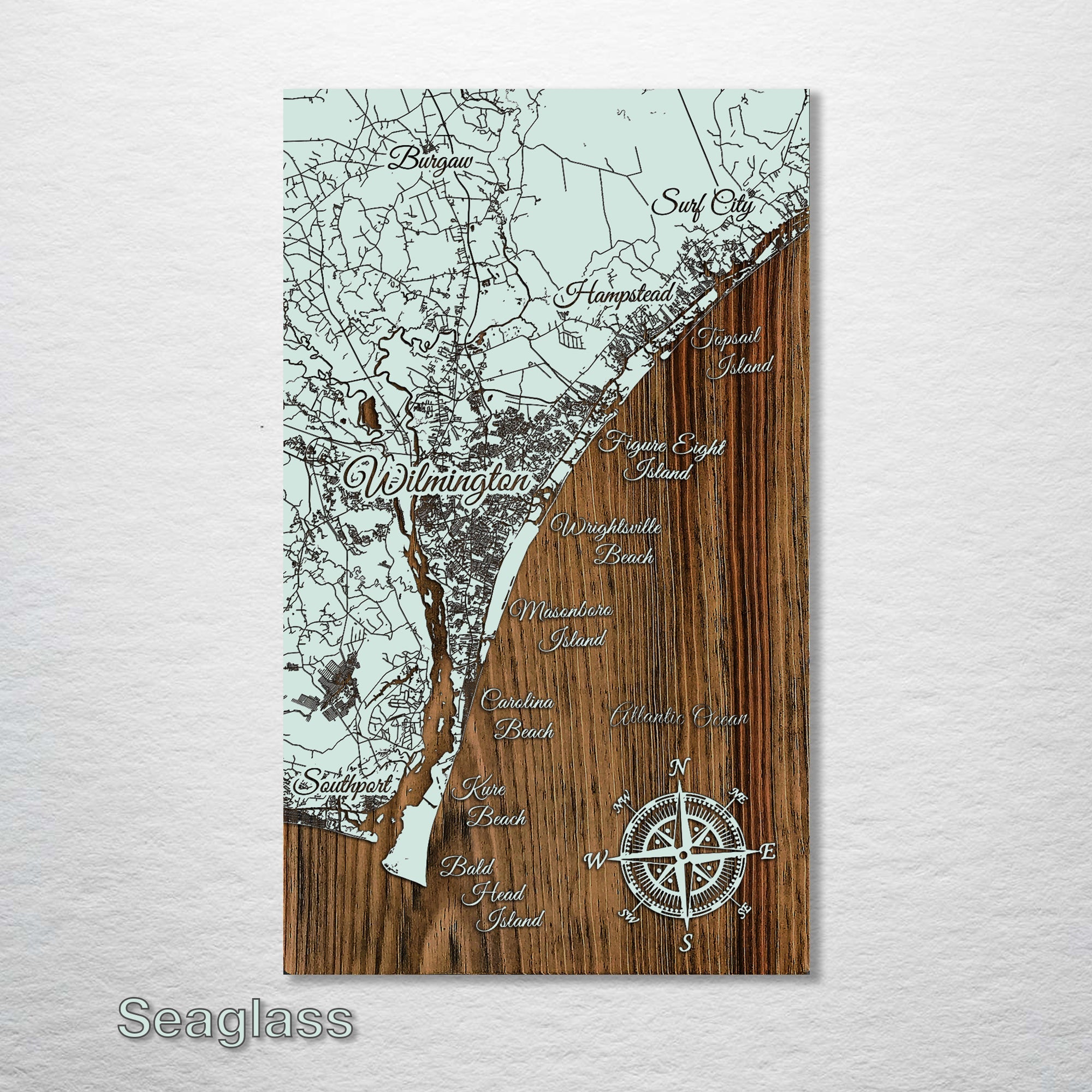 Wilmington, NC - Street Map on Wood