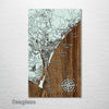 Wilmington, NC - Street Map on Wood