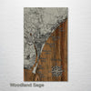 Wilmington, NC - Street Map on Wood