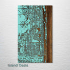 West Palm Beach, FL - Street Map on Wood