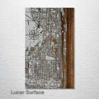 West Palm Beach, FL - Street Map on Wood