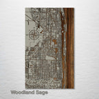 West Palm Beach, FL - Street Map on Wood