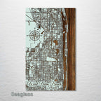 West Palm Beach, FL - Street Map on Wood