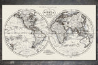 Historic World Map on Wood 1795