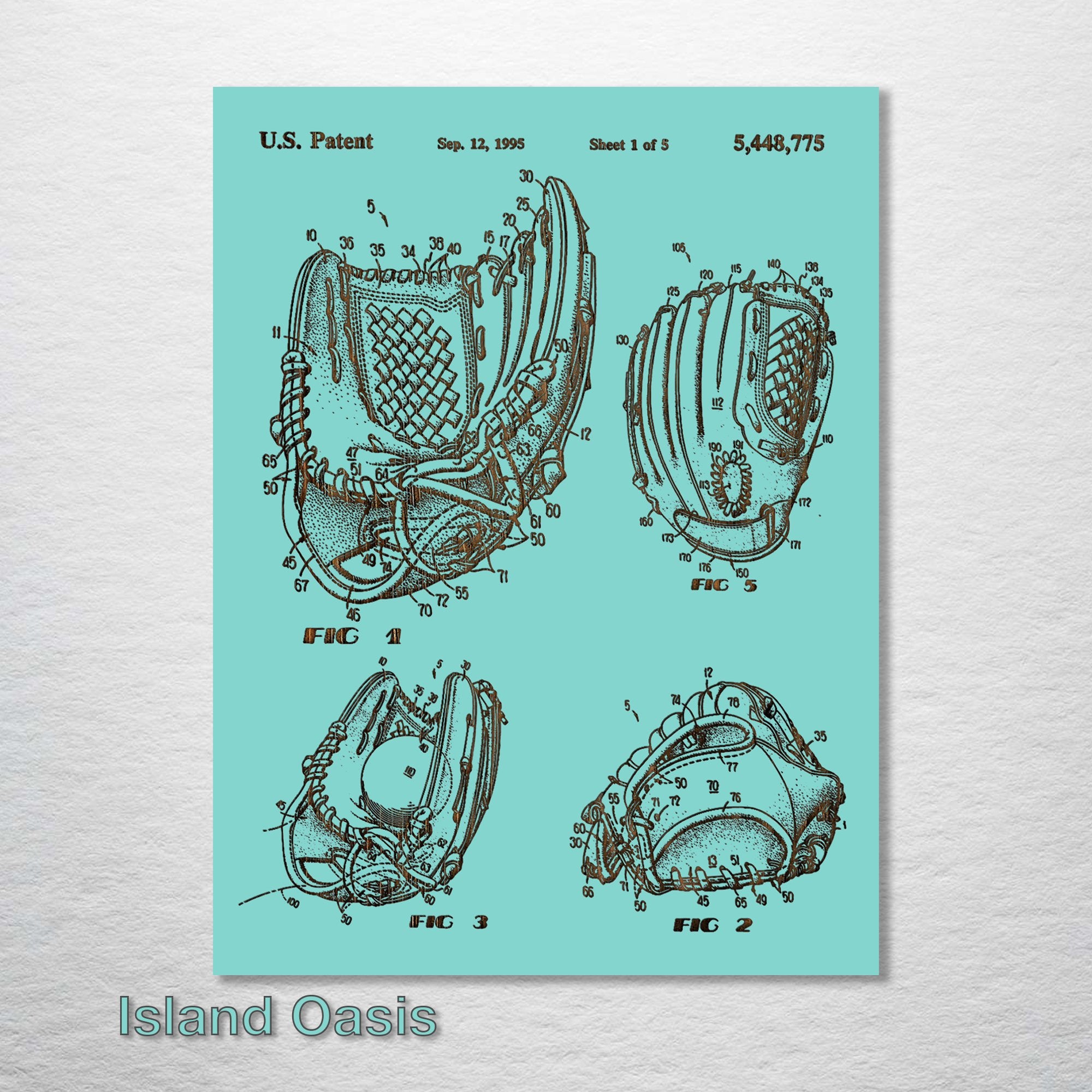 Baseball Glove - Patent on Wood