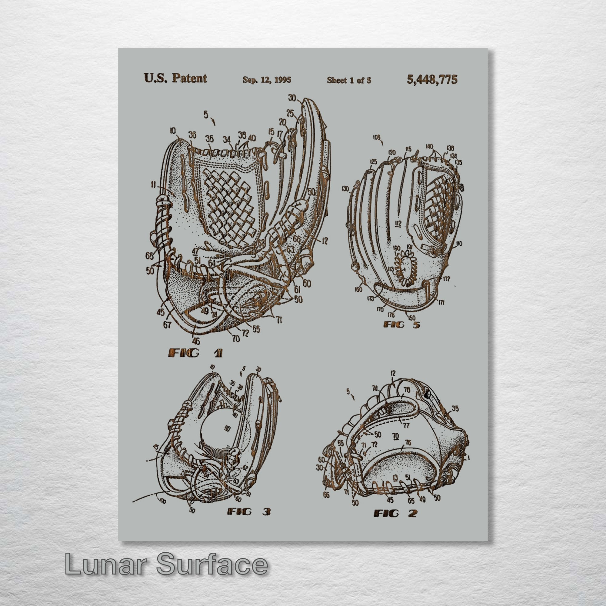 Baseball Glove - Patent on Wood