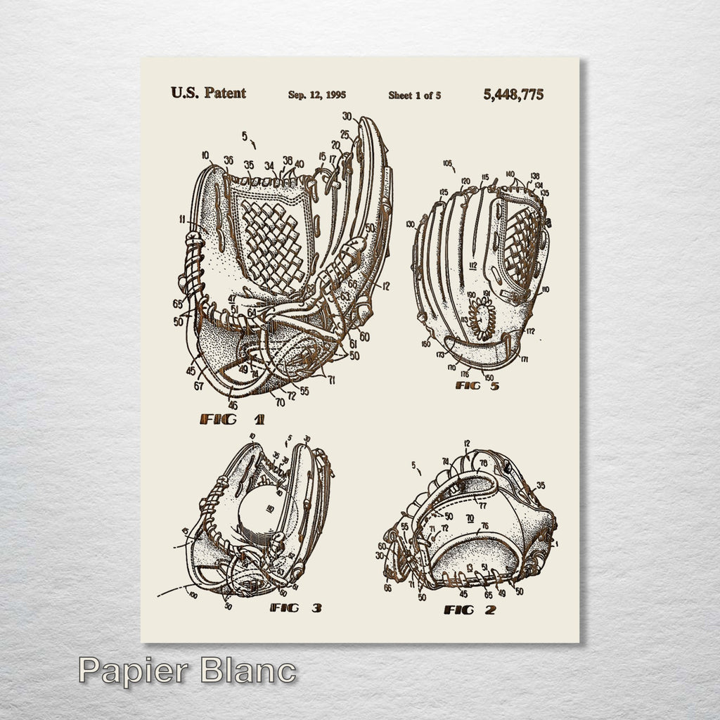 Baseball Glove - Patent on Wood