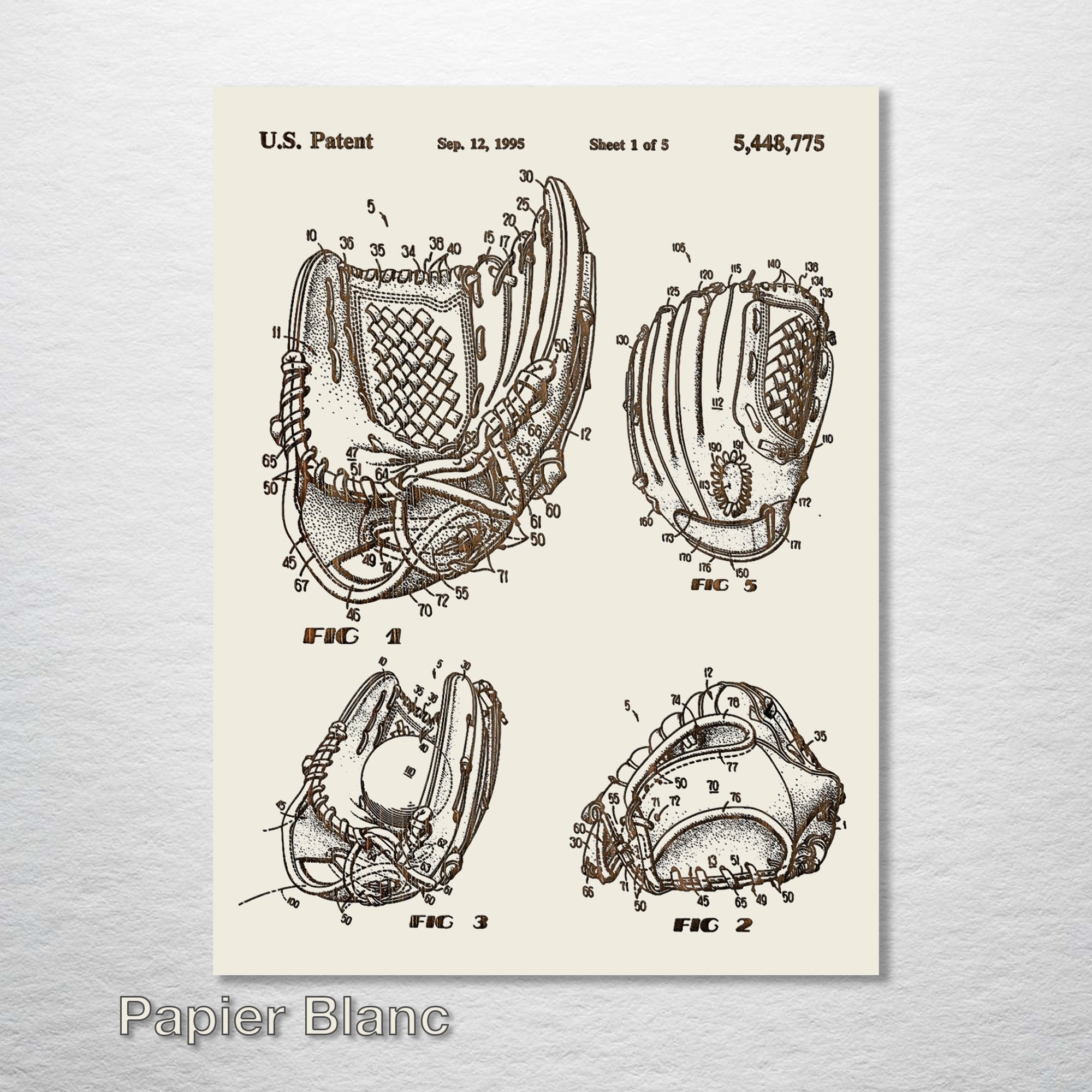 Baseball Glove - Patent on Wood