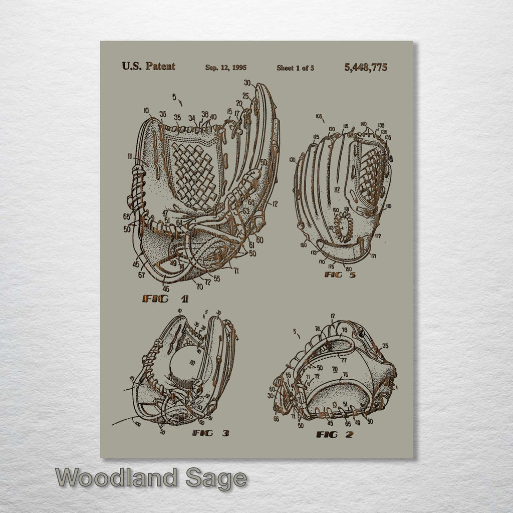 Baseball Glove - Patent on Wood