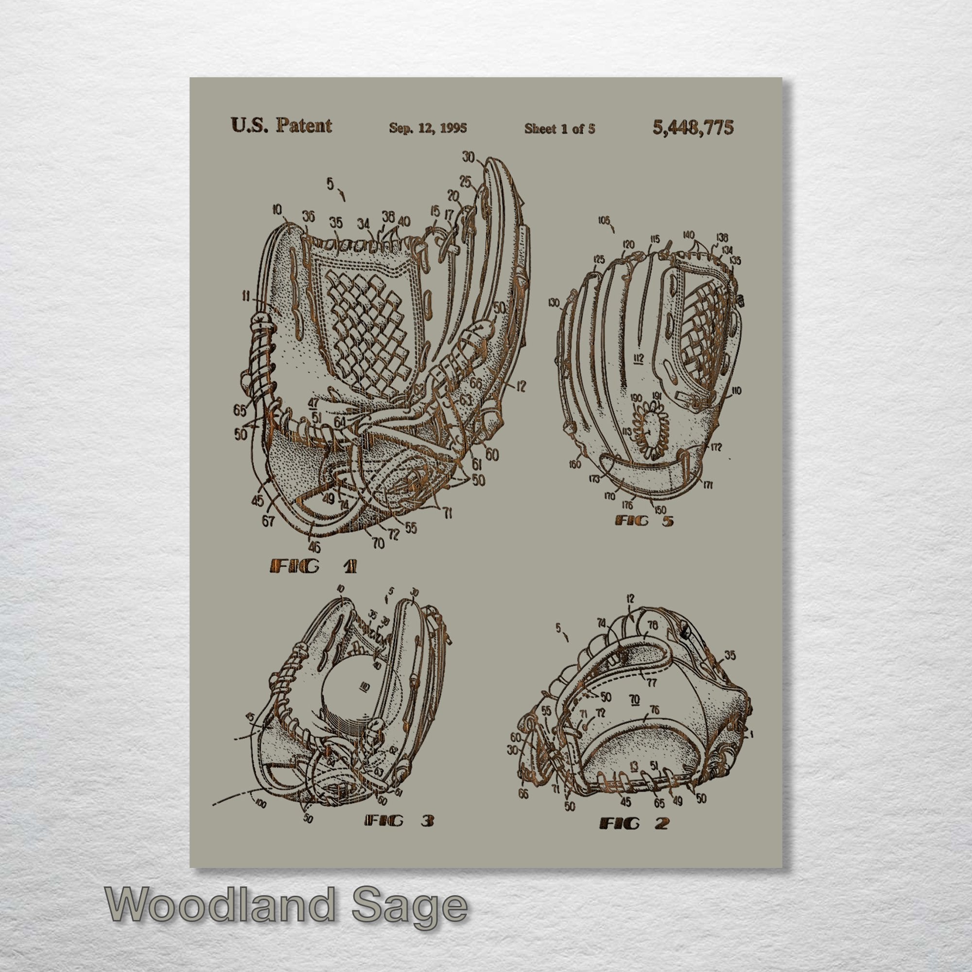 Baseball Glove - Patent on Wood