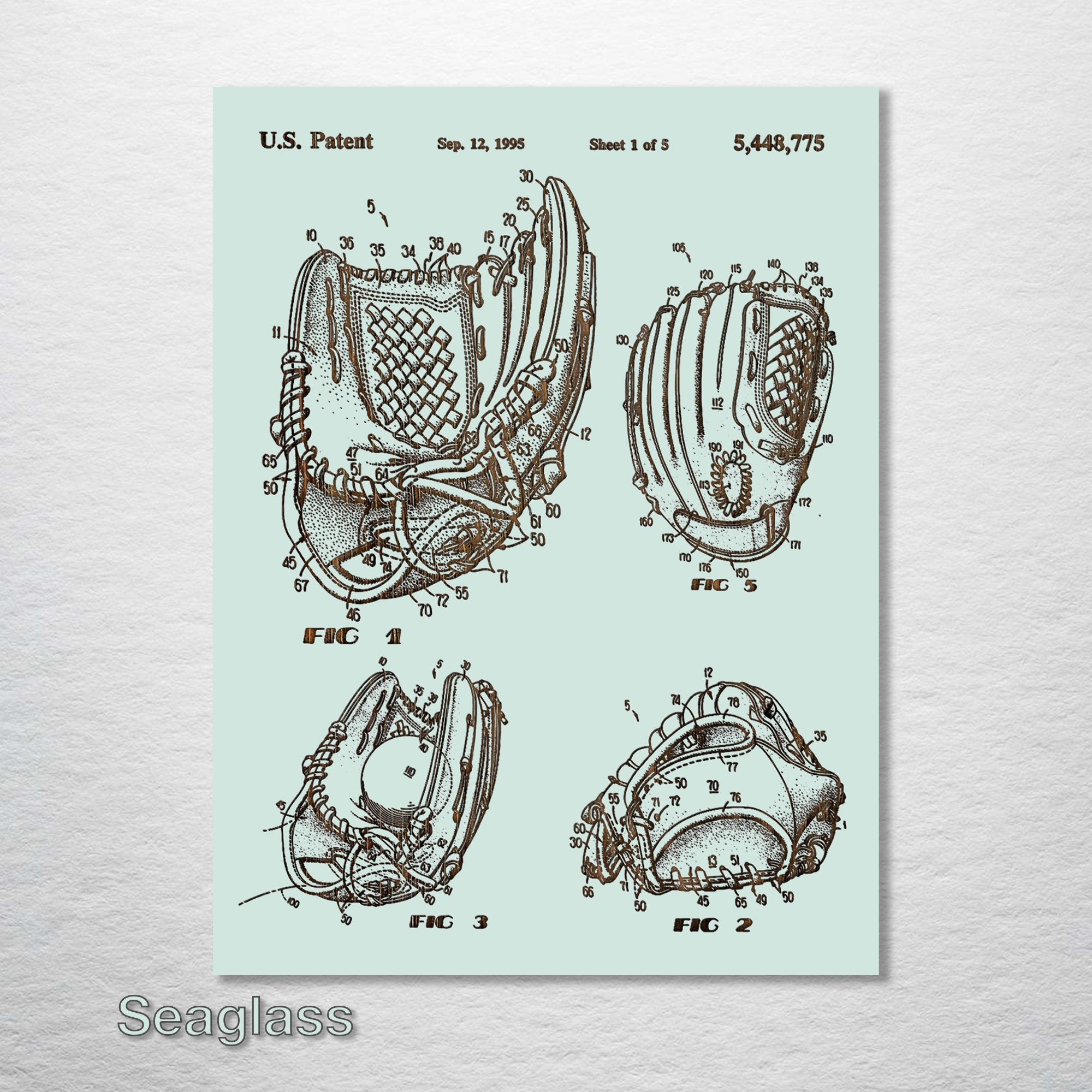 Baseball Glove - Patent on Wood