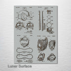 Baseball Equipment - Four Patent Collage on Wood
