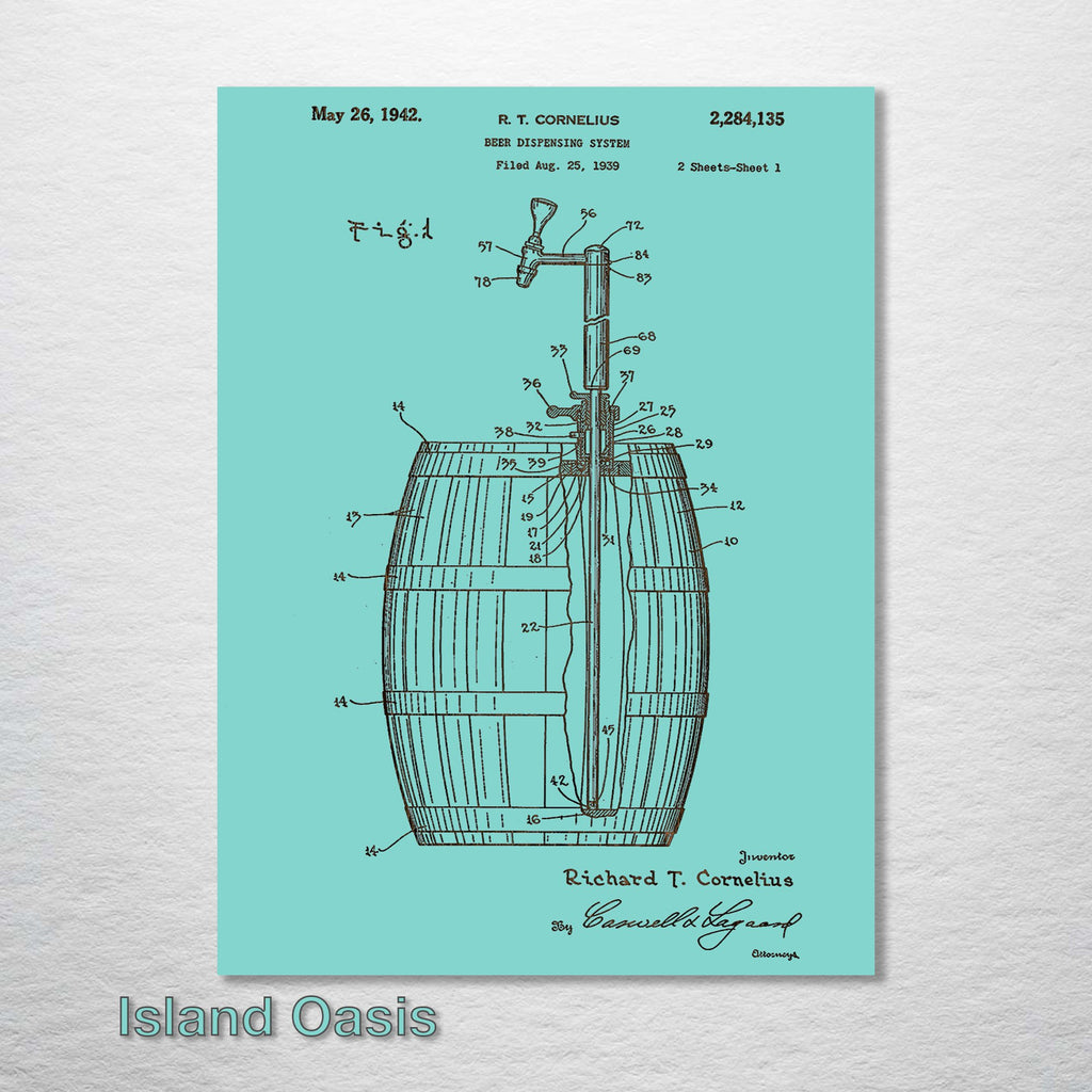 Beer Tap & Keg - Patent on Wood