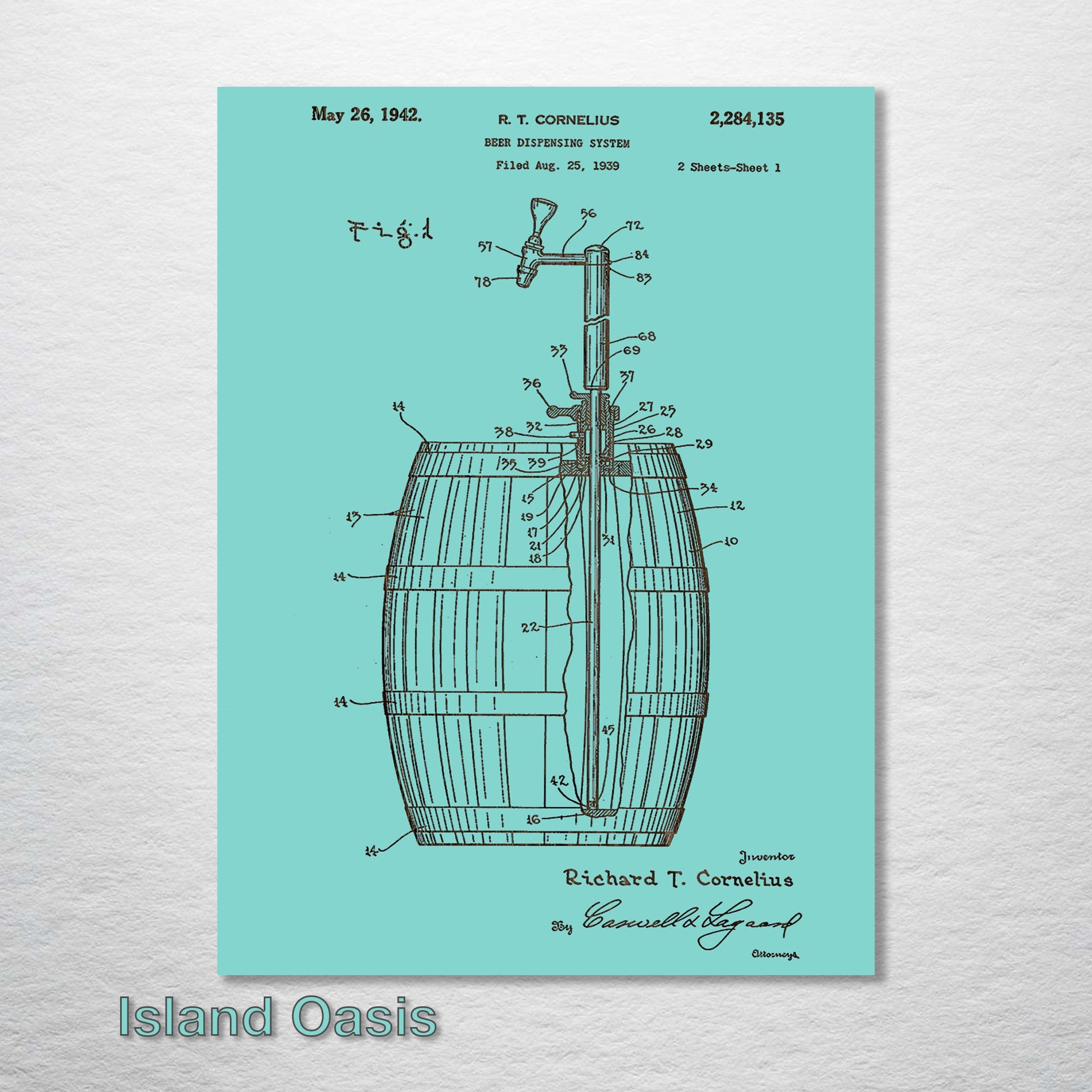 Beer Tap & Keg - Patent on Wood