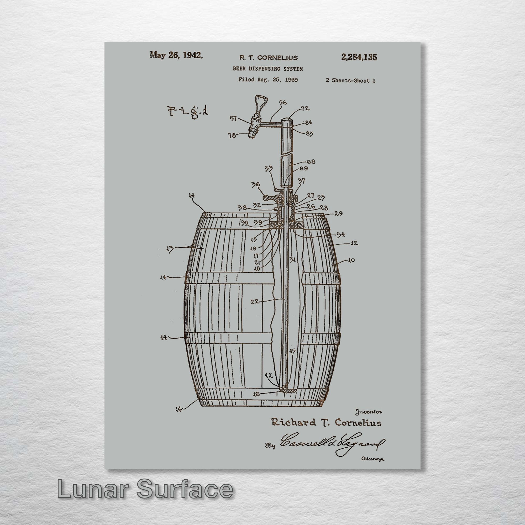 Beer Tap & Keg - Patent on Wood