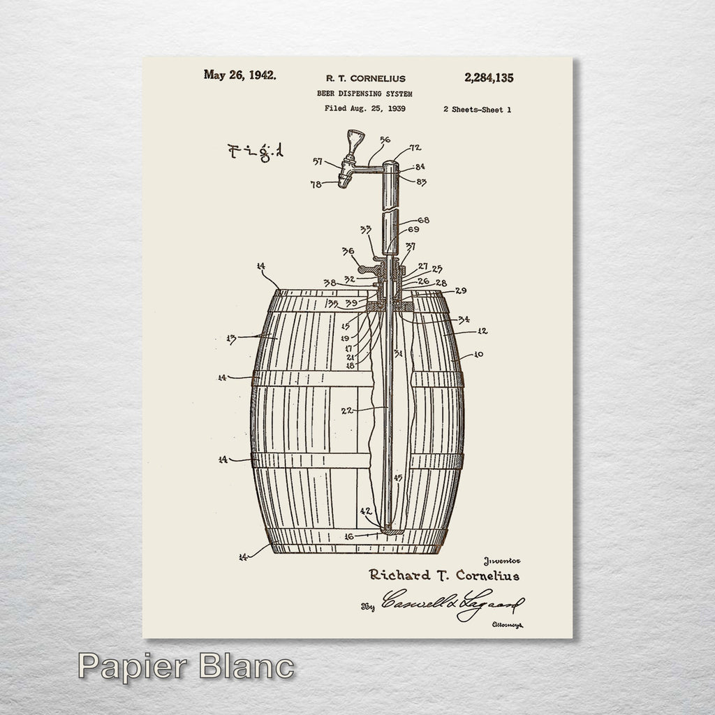 Beer Tap & Keg - Patent on Wood