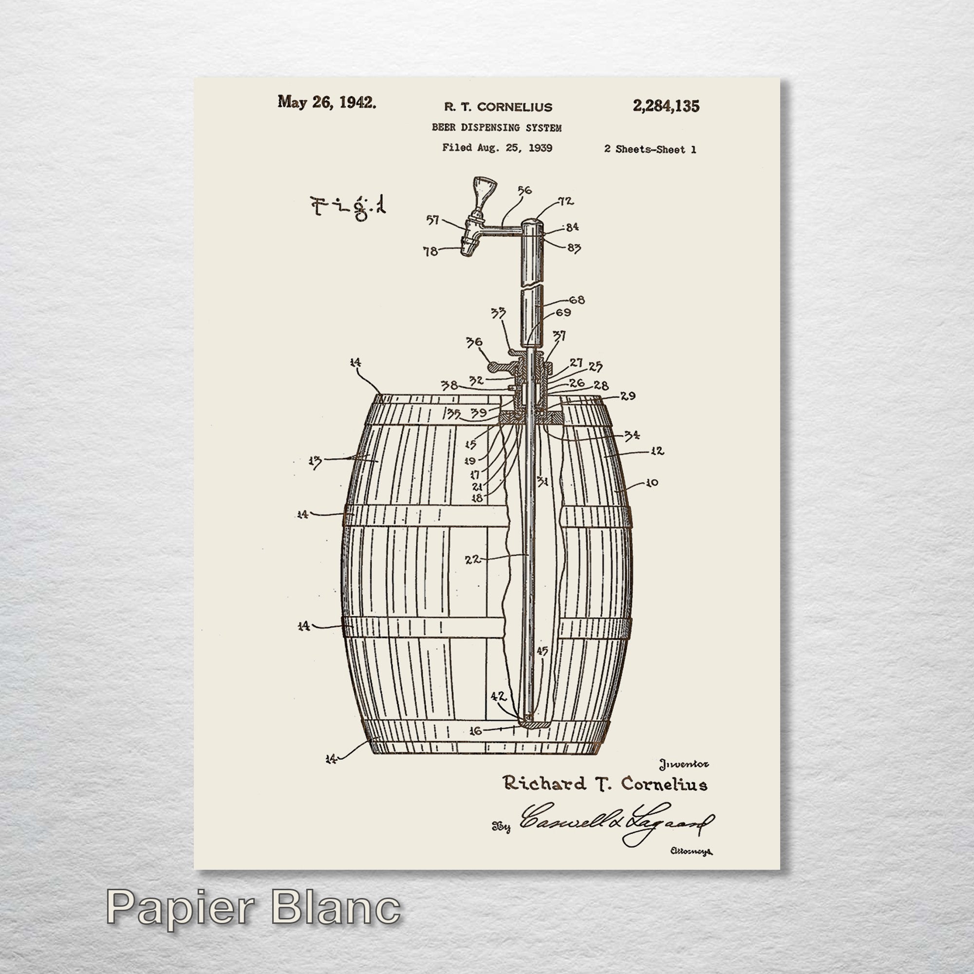 Beer Tap & Keg - Patent on Wood
