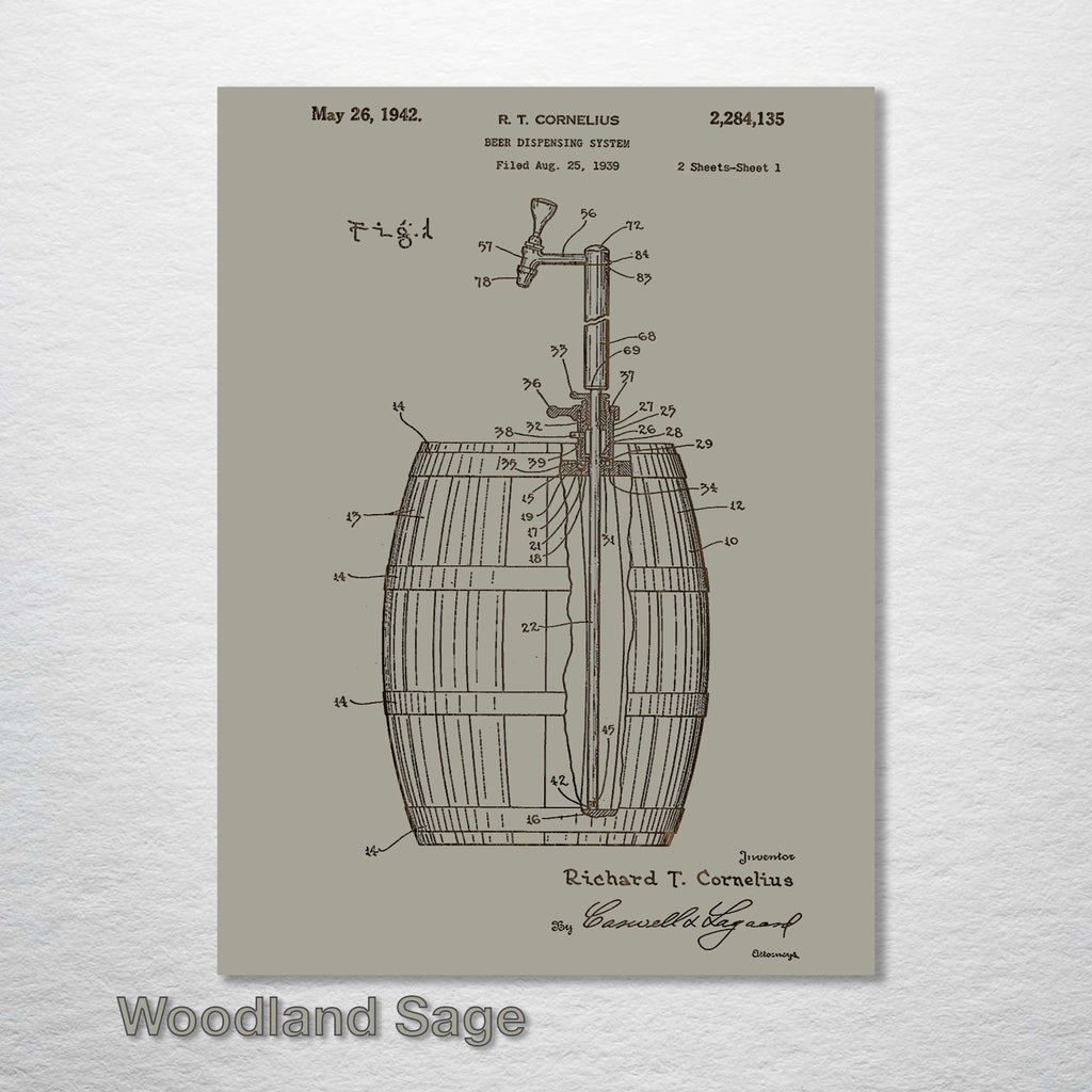 Beer Tap & Keg - Patent on Wood