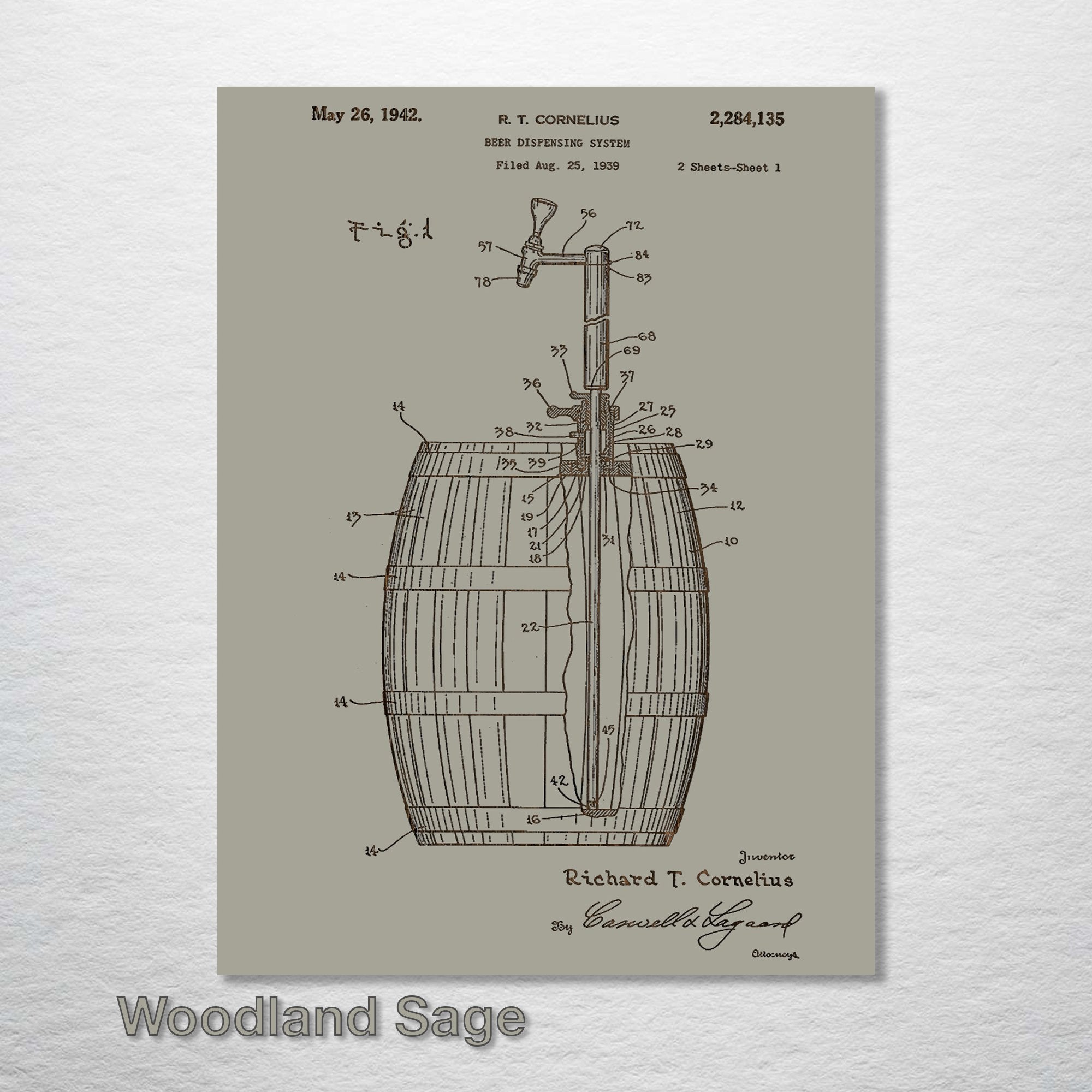 Beer Tap & Keg - Patent on Wood