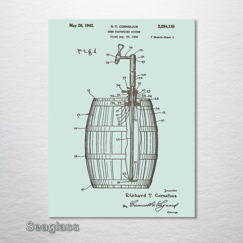 Beer Tap & Keg - Patent on Wood