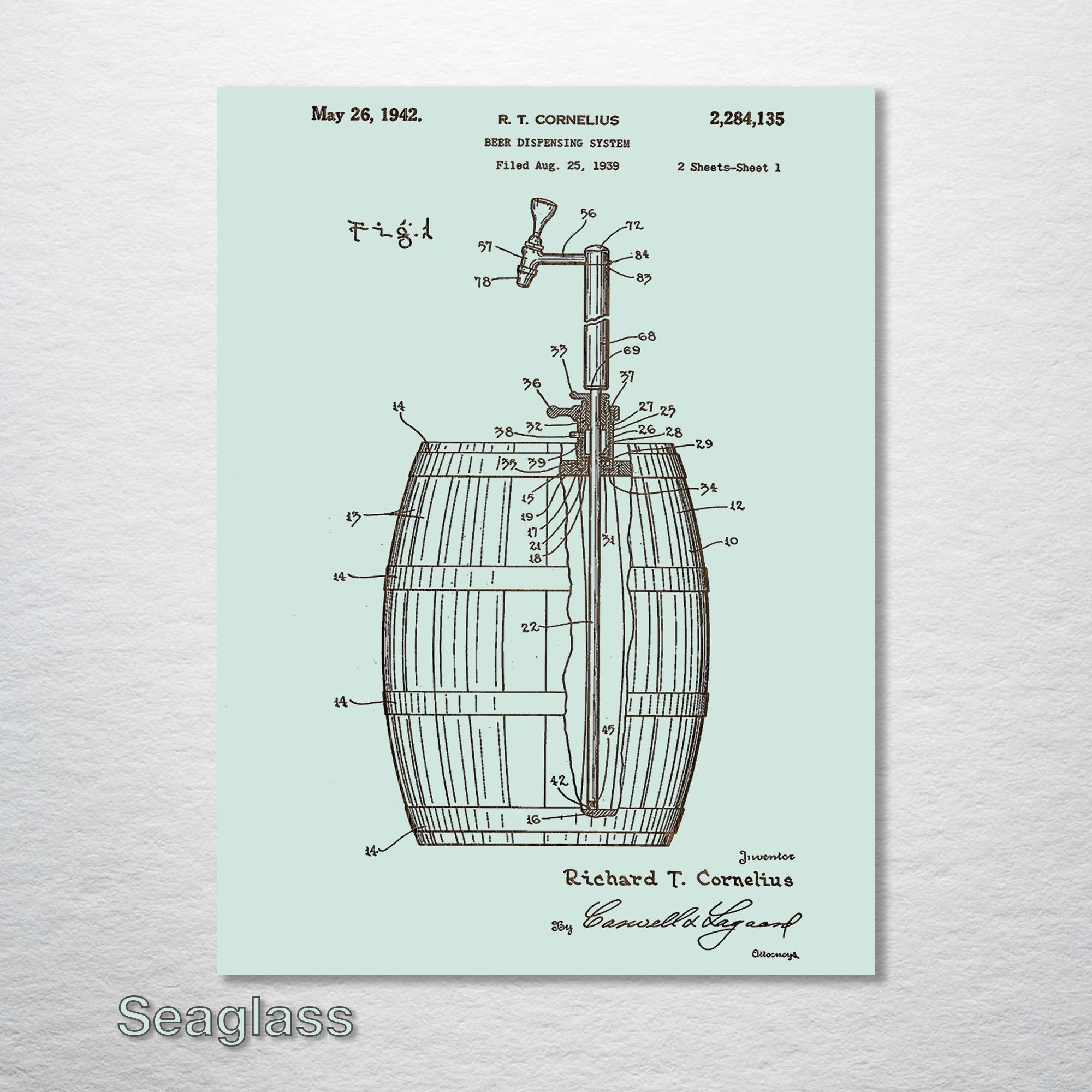Beer Tap & Keg - Patent on Wood