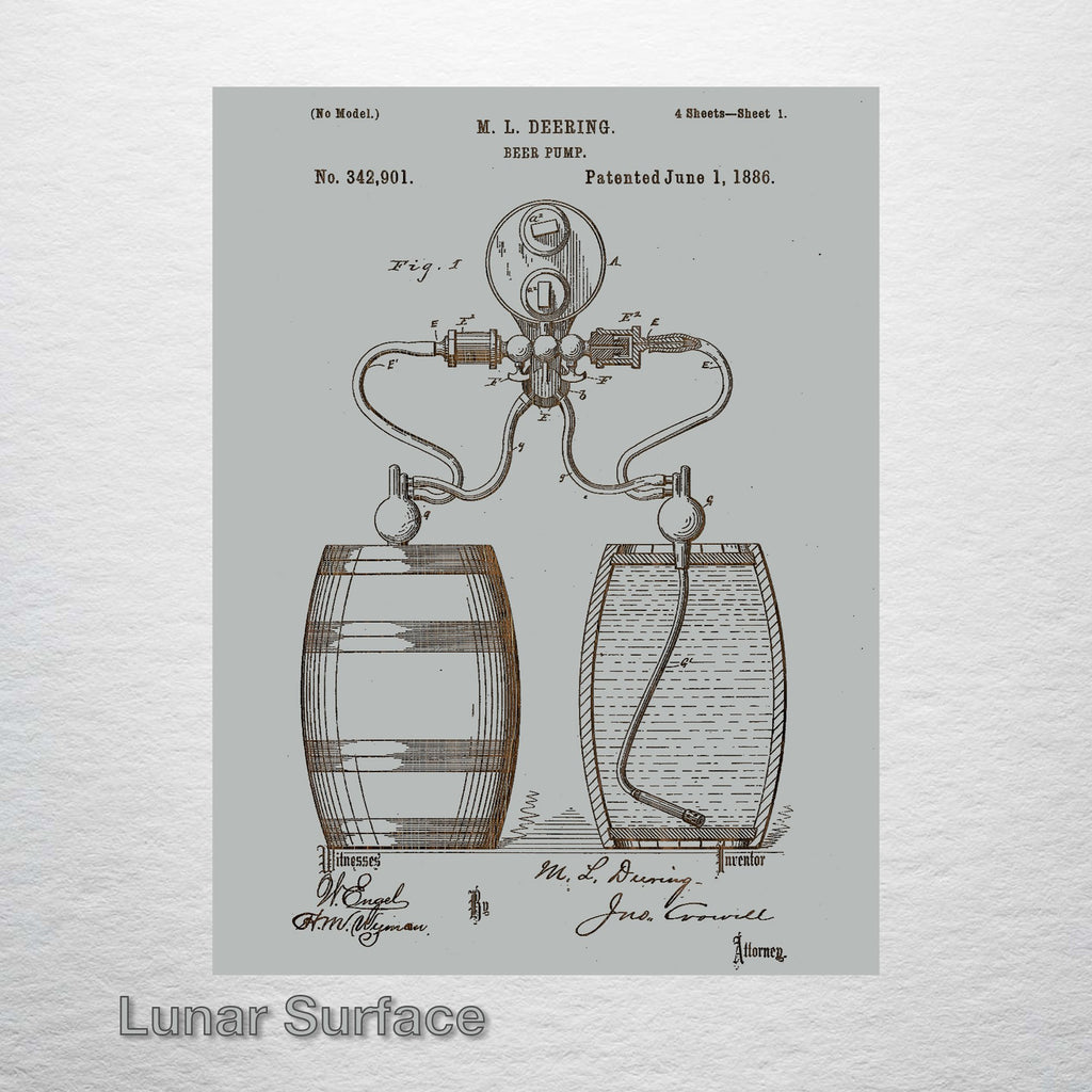 Beer Pump - Patent on Wood