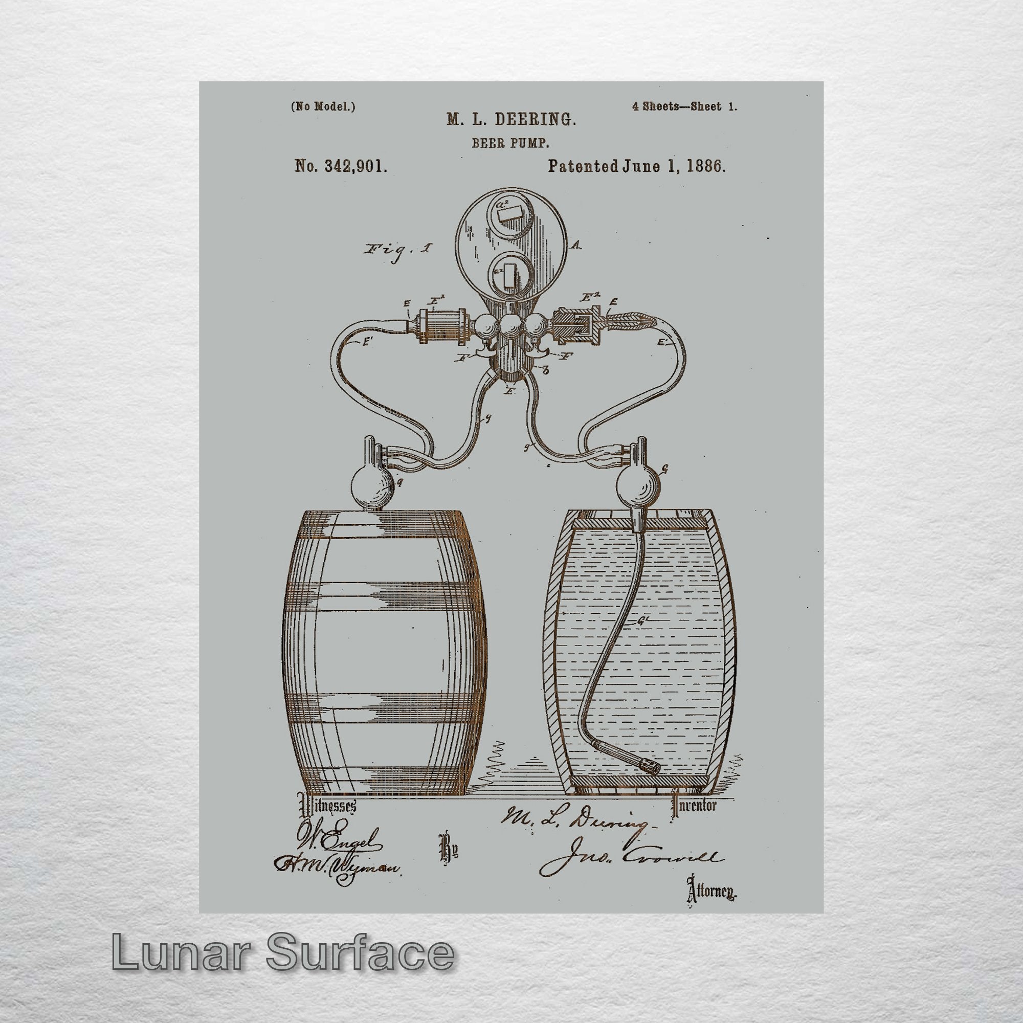 Beer Pump - Patent on Wood