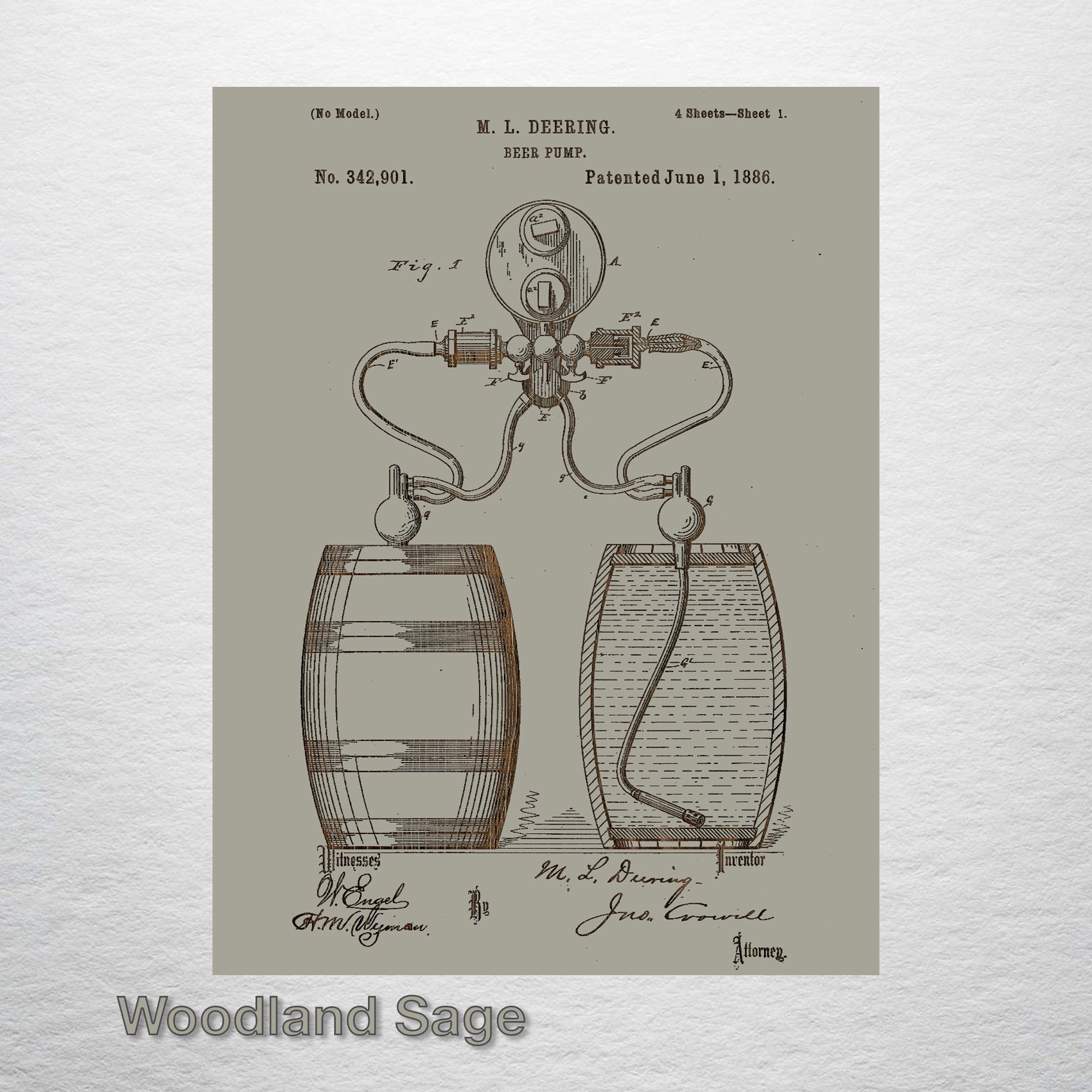 Beer Pump - Patent on Wood