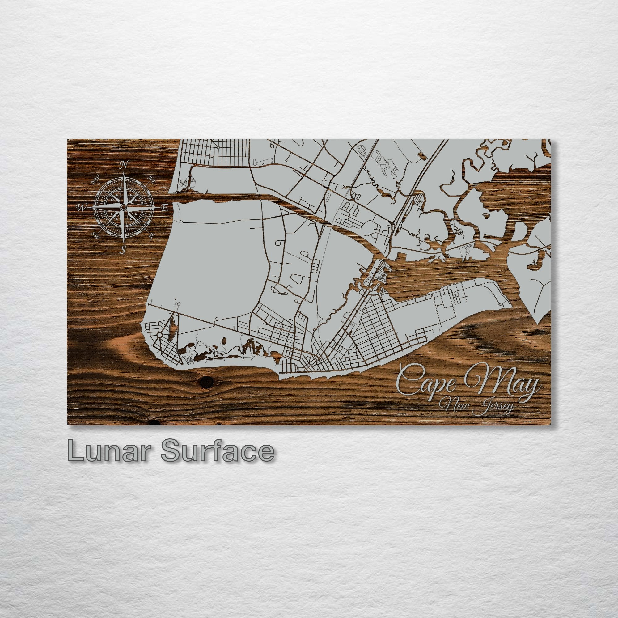 Cape May, NJ - Street Map on Wood