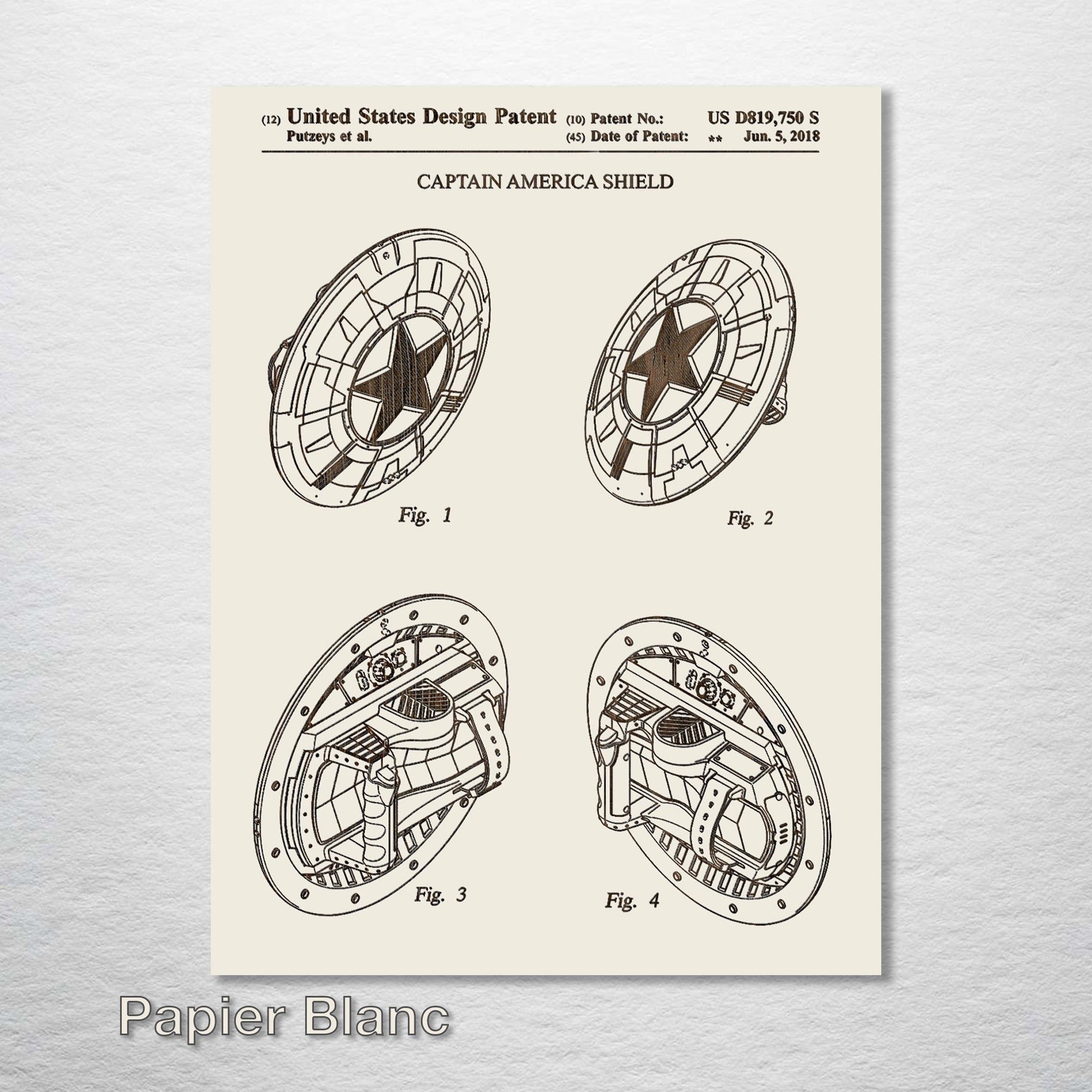 Captain America's Shield - Patent on Wood