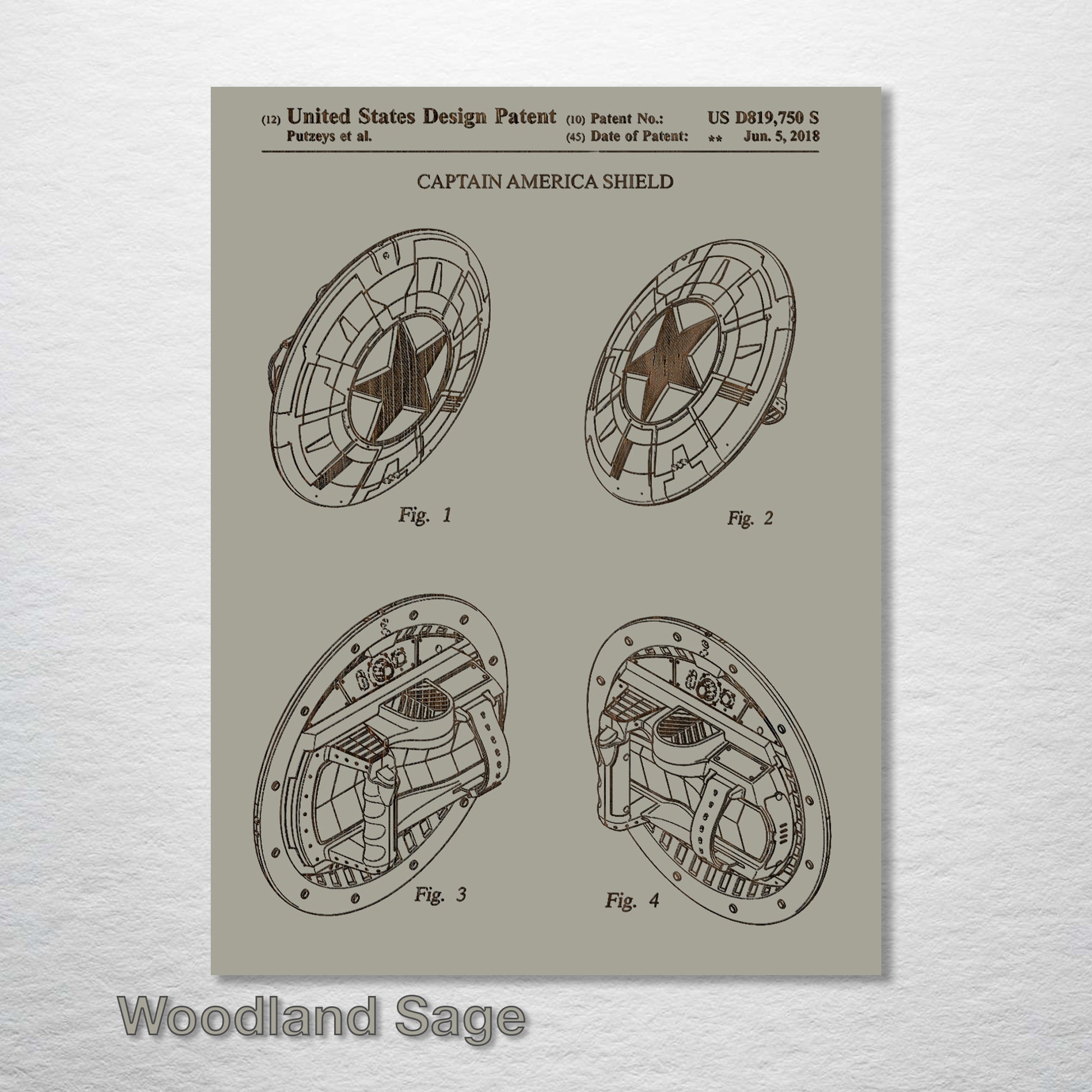 Captain America's Shield - Patent on Wood