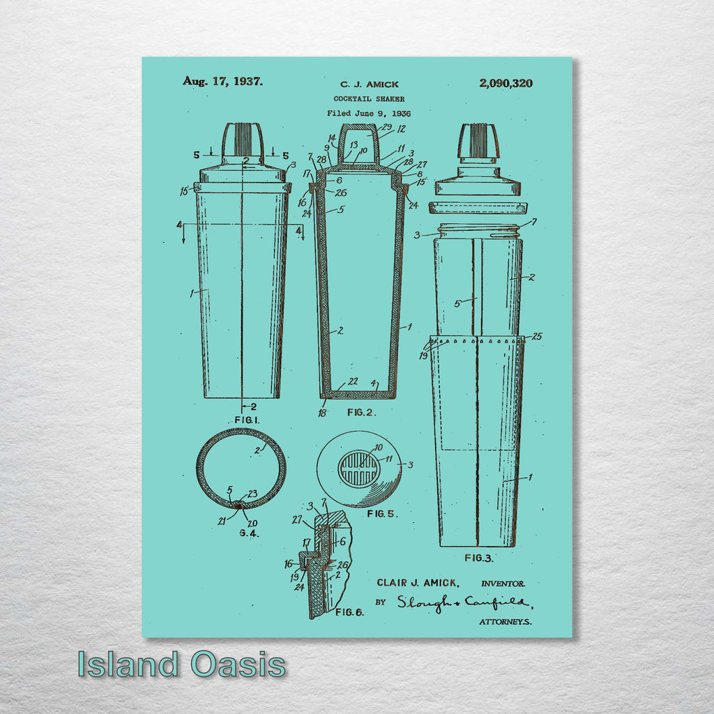 Cocktail Shaker - Patent on Wood