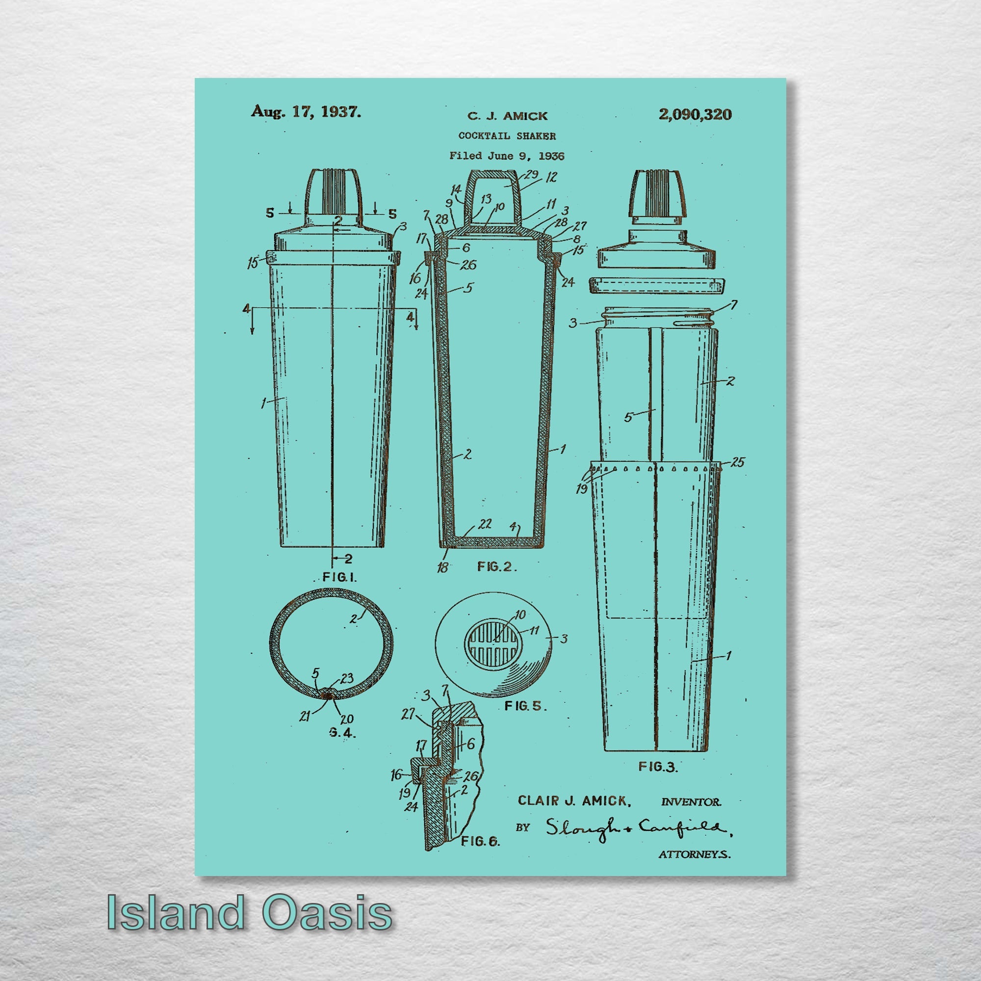 Cocktail Shaker - Patent on Wood