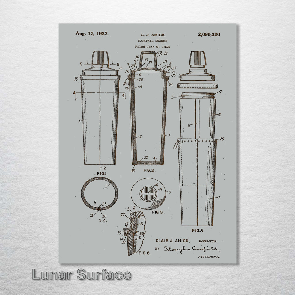 Cocktail Shaker - Patent on Wood
