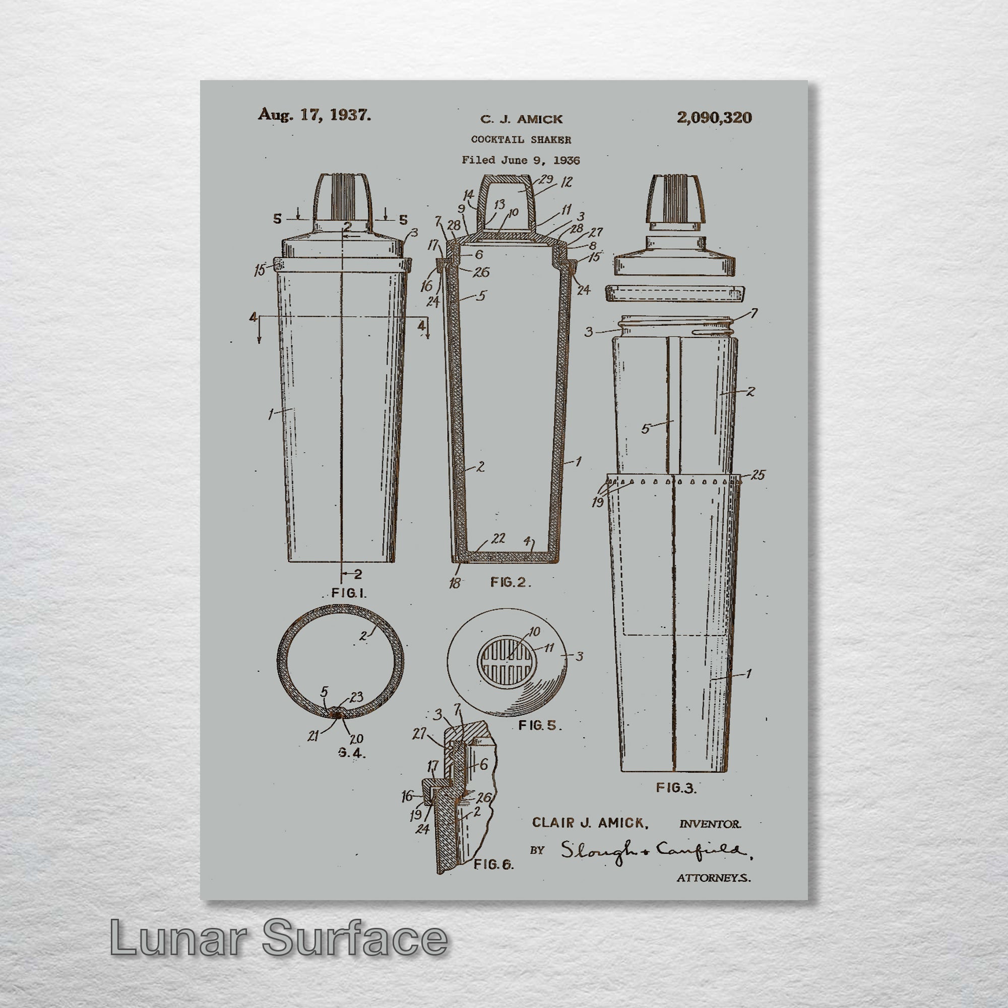 Cocktail Shaker - Patent on Wood