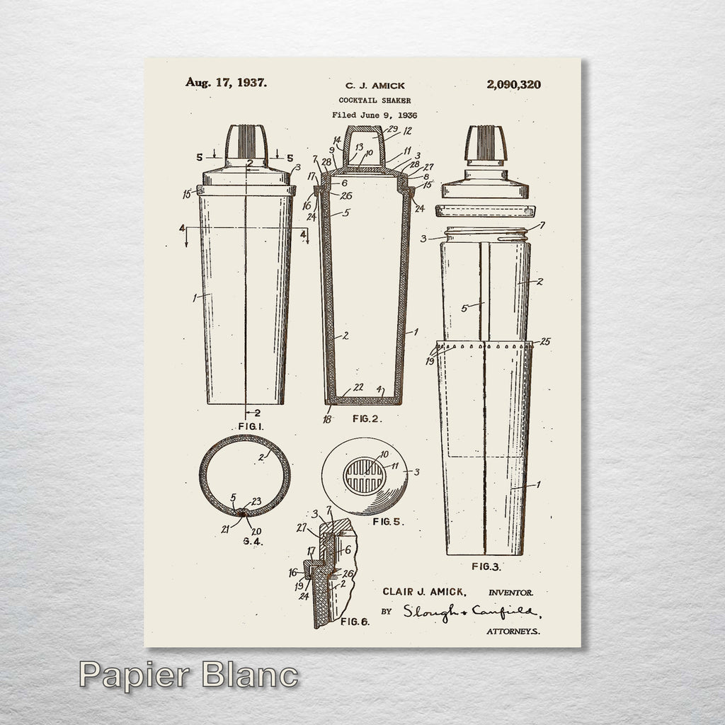 Cocktail Shaker - Patent on Wood