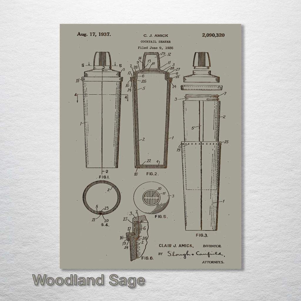 Cocktail Shaker - Patent on Wood